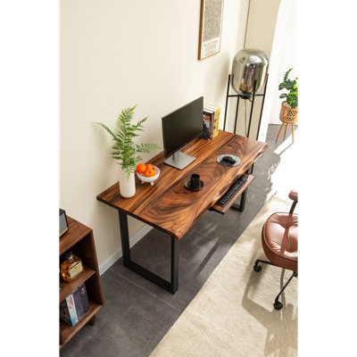 Live Edge Desk with U Shaped Legs and South American Walnut