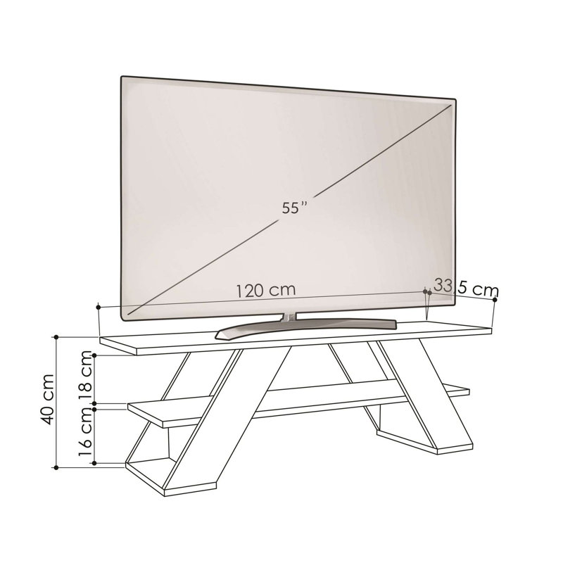 Meuble télé moderne, blanc antique, 47,2 po x 15,7 po x 15,8 po | 100% panneau de particules enduit de mélamine, épaisseur: 0,7 pouce | Capacité de charge de 33 lb | Design élégant pour le salon et les espaces de divertissement, élégant et fonctionnel