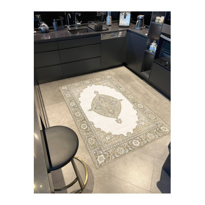 Tapis décoratif traditionnel rétro traditionnel lavable à la machine
