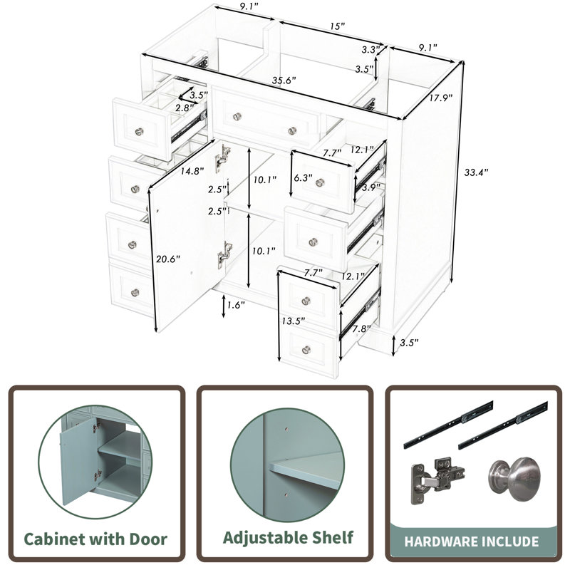 35.5'' Single Bathroom Vanity Base Only
