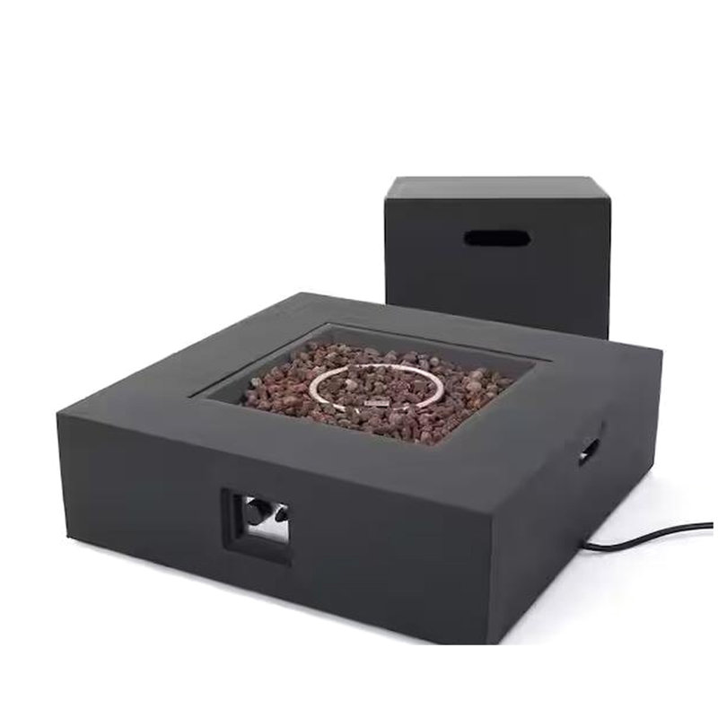 No Assembly Fire Table - 50,000 Outdoor, Dark Gray Appearance Outdoor Pit Square Tank, Assembly, Marginally Grey