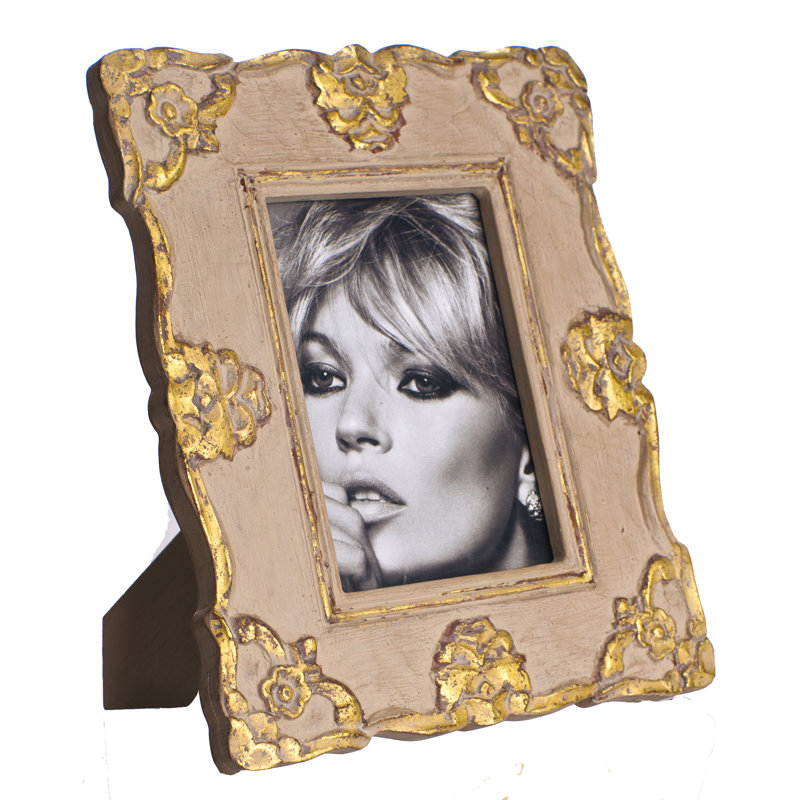 Antiqued Gold Leaf Wooden Tabletop Picture Frame, 11.5" x 9"