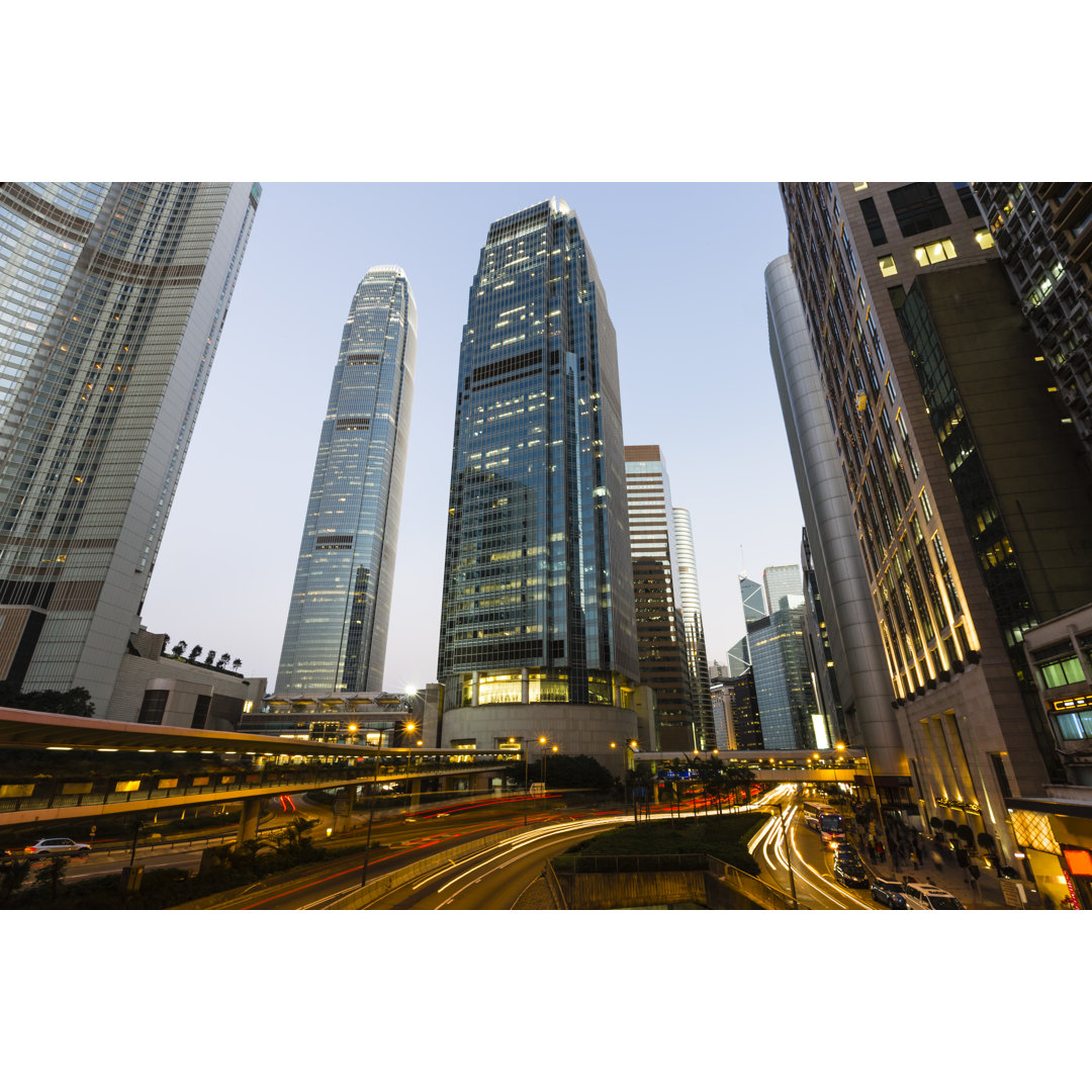 Hong Kong at Night by Danielvfung - Wrapped Canvas Photograph