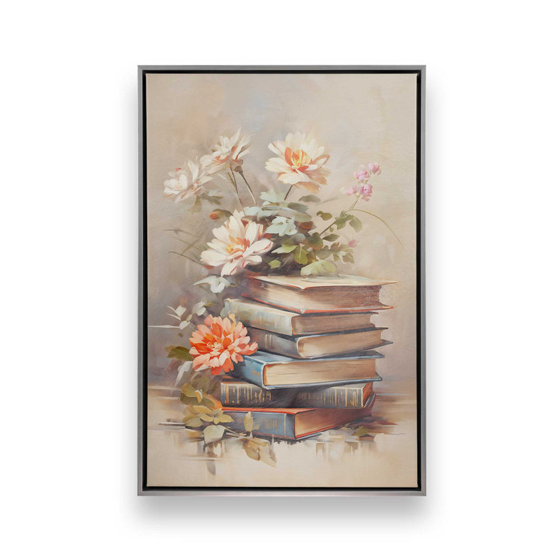 Pages et pétales I, H 48,75 po x l 32,75 po, Impression encadrée sans passe-partout, Chrome poli