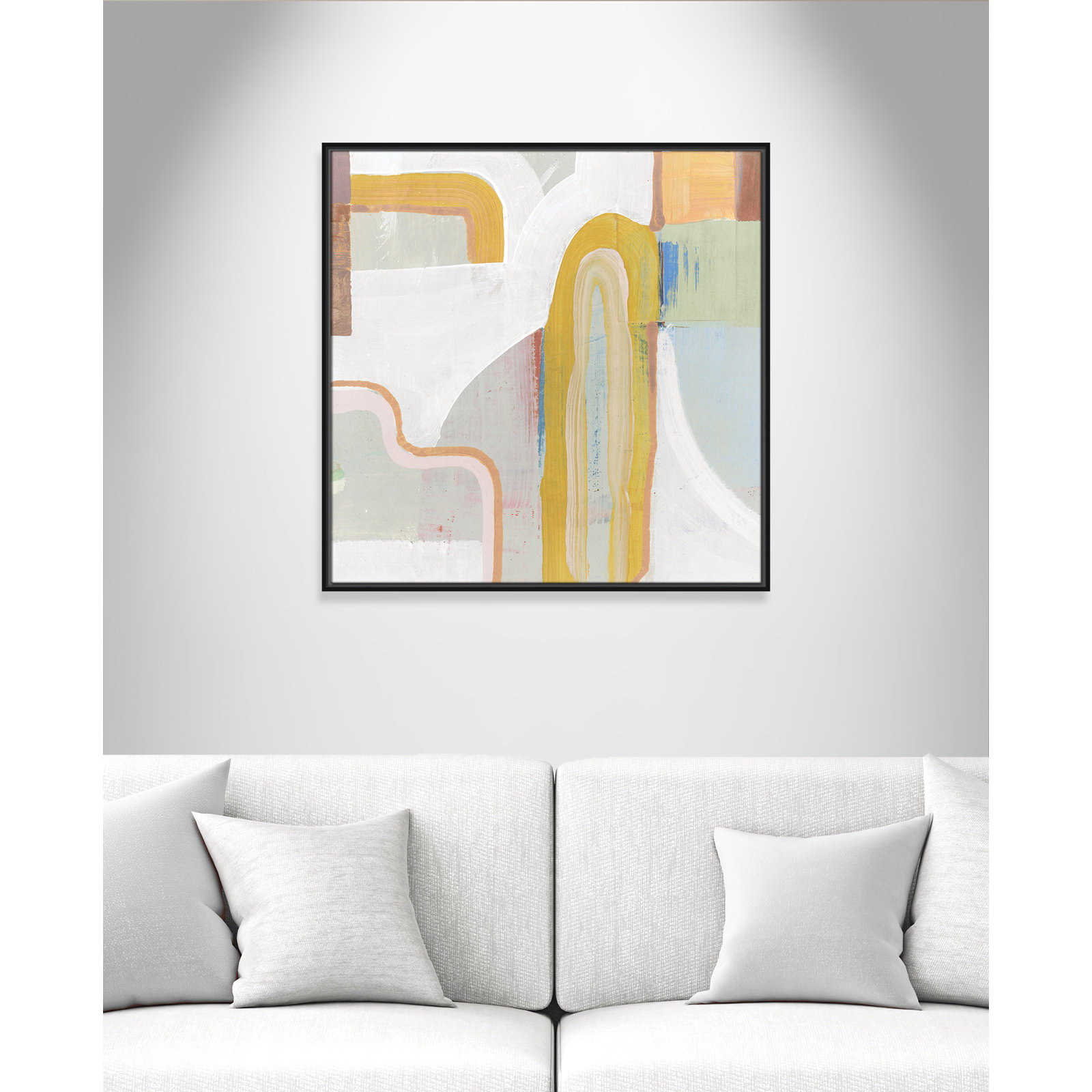 Together Again II by Cartissi - Floater Frame Painting on Canvas, Black , 31.5" H x 31.5" W x 2" D