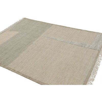 Rug & Kilim’S Flatweave Rug In Beige-Brown With Green & White Geometric Patterns