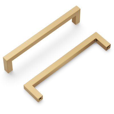 Heritage Designs Pier Handle Pull - 5-1/16" Center to Center Cabinet Pull Brushed Brass - Contemporary Hardware for Drawers & Cabinets    