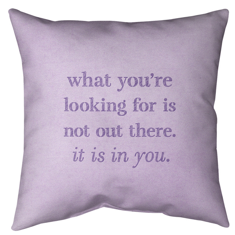 Coussin intérieur/extérieur d’inspiration auto-confidence, Mauve, 20 po x 20 po