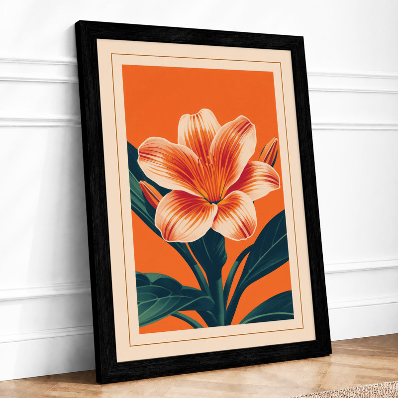 Striped Bloom Botanical - Framed Print, A2 - 59.4 x 42.0 cm, Black