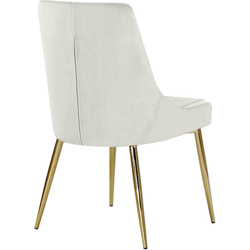Karina Velvet Upholstered Dining Chair, Gold, Cream Velvet