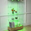 Élégant espace de rangement en verre à quatre niveaux avec assemblage rapide, 13 DEL colorées et 2 tiroirs pour les petits espaces dans une élégante vitrine de bureau à DEL, rangement verrouillable, salon, chambre à coucher-411831355