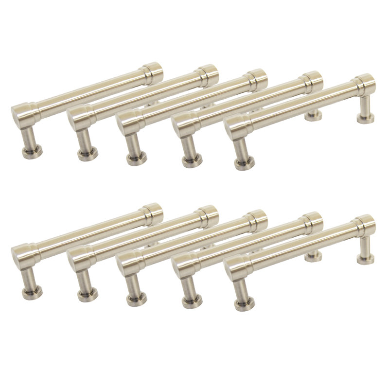 Brushed Nickel Modern Cabinet Bar Pull Set with Mounting Hardware