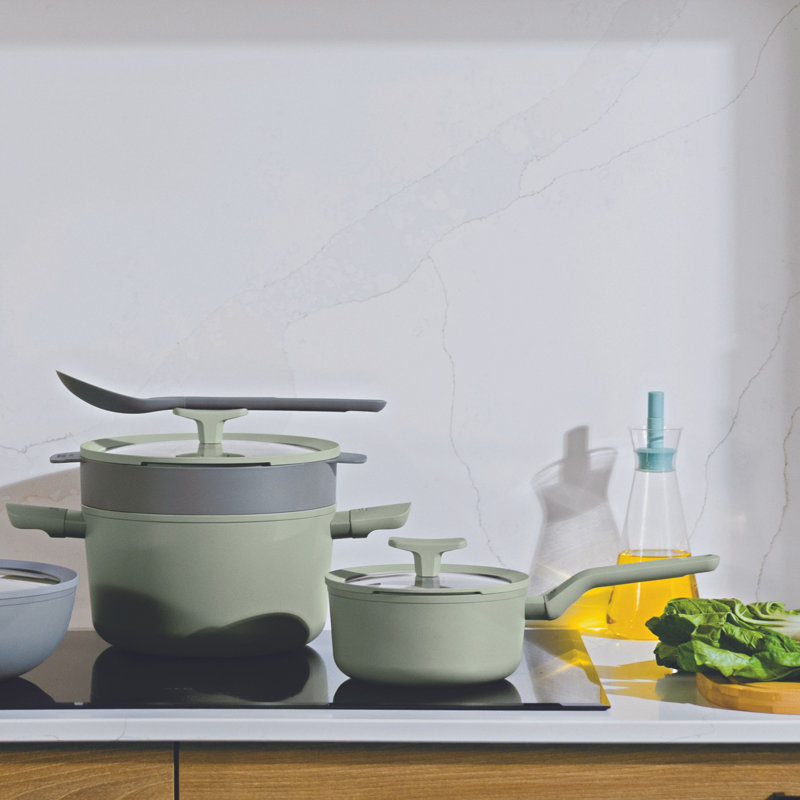 Ensemble de vapeur en céramique recyclée 3 pièces BergHOFF Balance, aluminium recyclé, Vert
