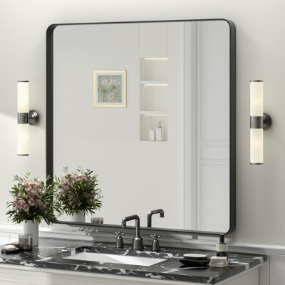 Miroir de salle de bain mural en verre trempé et métal Molly