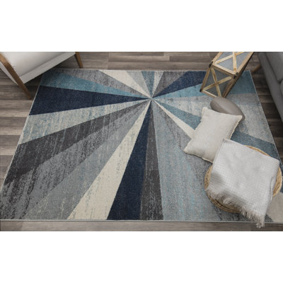 Kaia Contemporary Hale Blue Area Rug