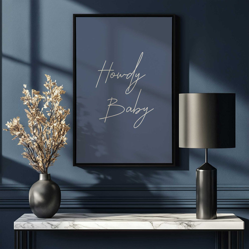Impression sur toile marine Howdy Baby dans un cadre, H 18,75 po x l 12,75 po, Noir satiné