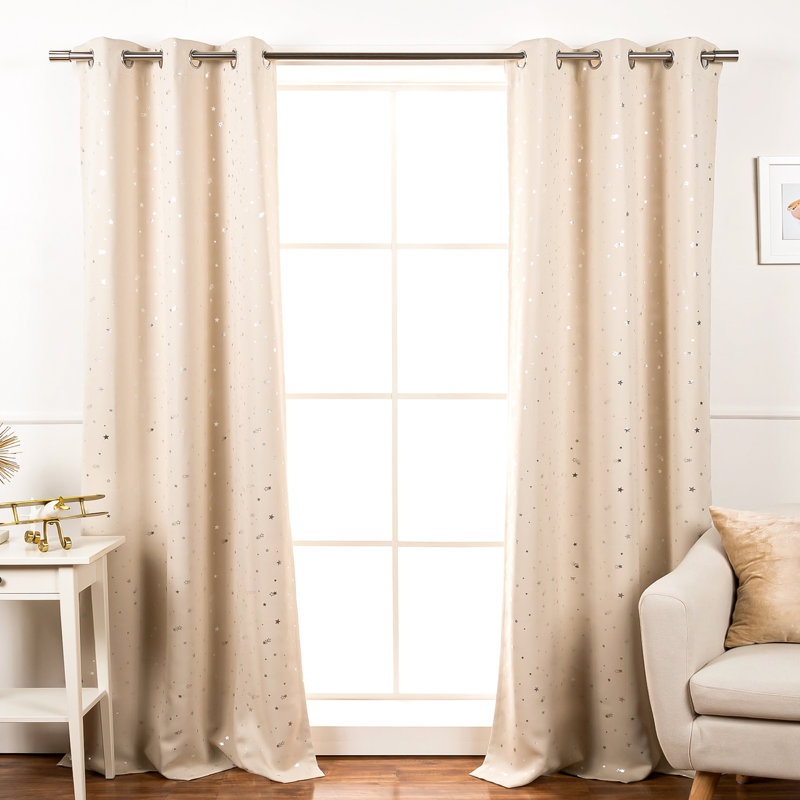 Rideaux occultant étoile argentée, Beige, L 40 po x L 84 po