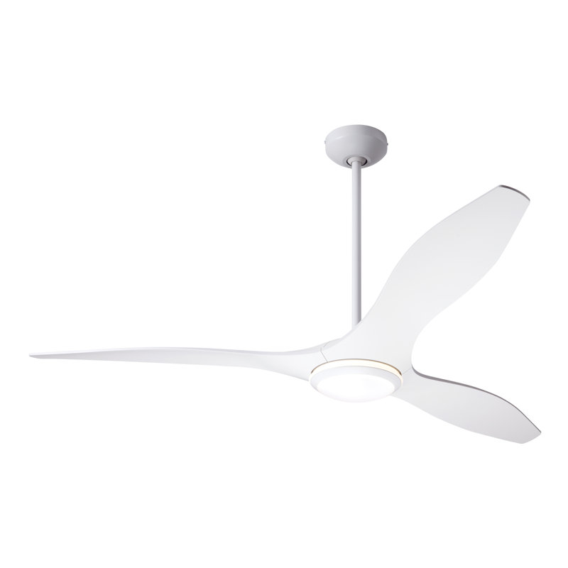 IC Brisa LED Downrod Ceiling Fan, Handheld Remote Control, Matte White