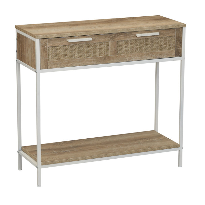 Table de console tressée, Plateau brun / structure blanche