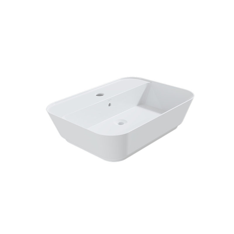 Lavabo de salle de bain rectangulaire à en argile réfractaire blanc avec trop-plein