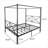 Queen Size Ornate European Style Canopy Platform Bed Frame, No Box Spring Required, Black-Toned Metal