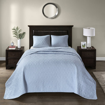 Blue King Reversible Bedding - With Charming Pattern Oversized For Ideal Coverage Pre-Washed Cotton A Cozy Touch Comes Bedspread And 2 Shams Machine Washable Smoothly Quilting An Elegant Ambiance