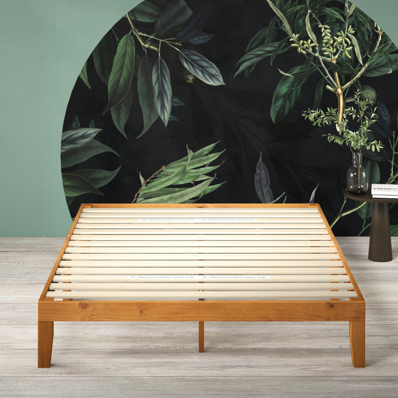 Lit plateforme en bois massif, Double, Brun