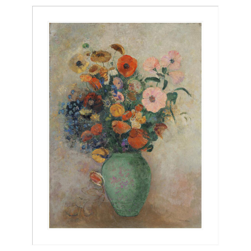 «Bouquet of Flowers in a Green Vase» par Odilon Redon, impression giclée sur cadre, H 41,5 po x l 32,7 po