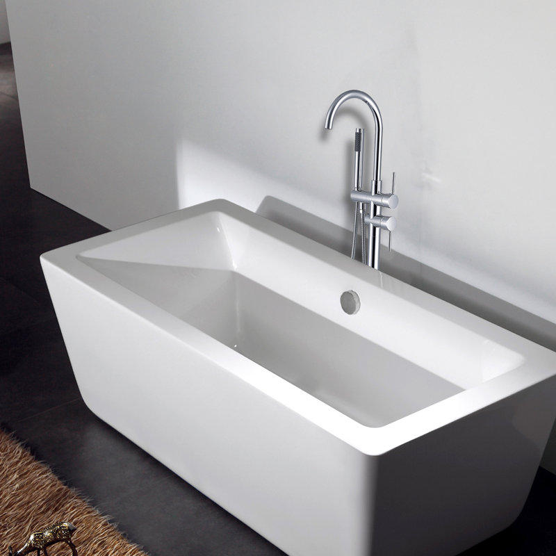 Robinet de baignoire autoportant avec douche à main - Fabrication en métal, débit maximal de 3,9 gal / min, choix de mise en valeur de la baignoire, construction robuste, placage, débit, rénovation