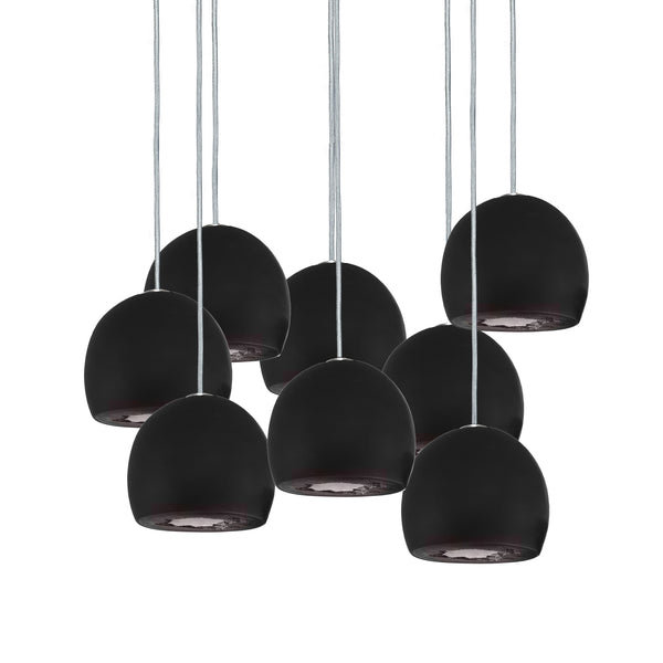 8 - Light Dimmable Dome Chandelier, 60" H x 24" W x 24" D, Nickel, Matte Black