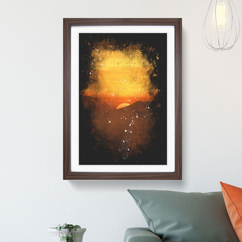 Orange Sunset Abstract - Picture Frame Graphic Art Print, Walnut Framed, 45cm H x 33cm W x 2cm D