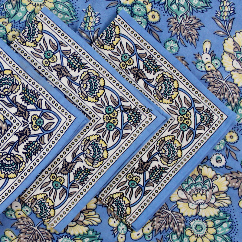 Floral Square Thanksgiving cloth, Blue
