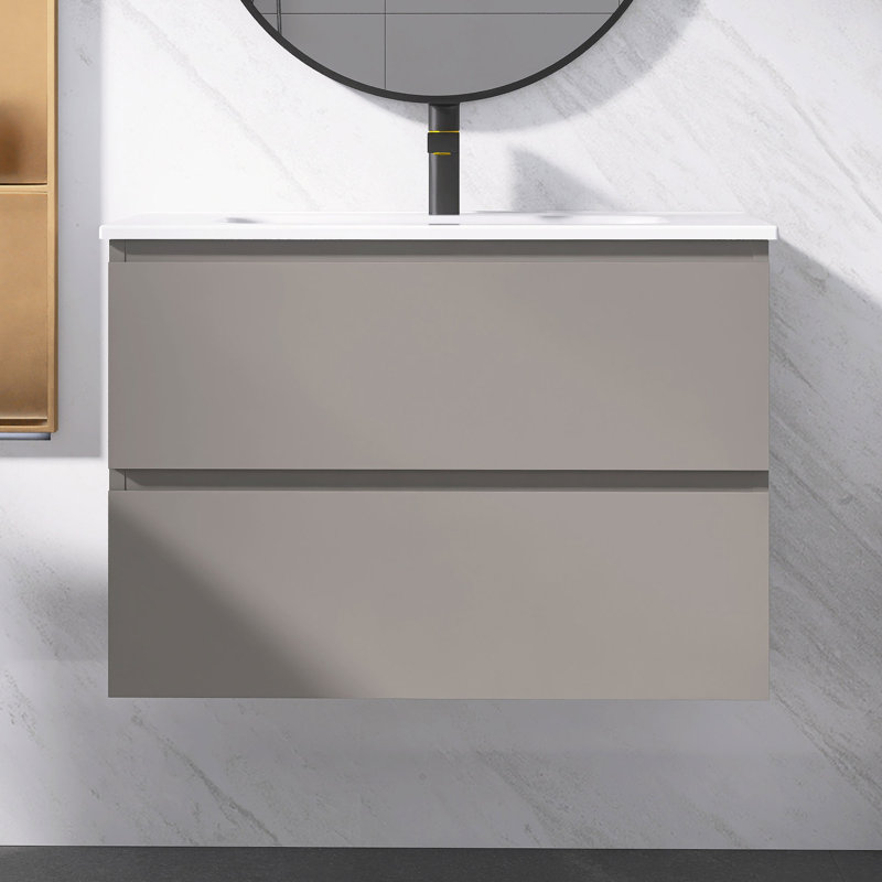 24 po X P 18 po P x 21 po Meuble-lavabo simple en H avec lavabo en céramique, Grey