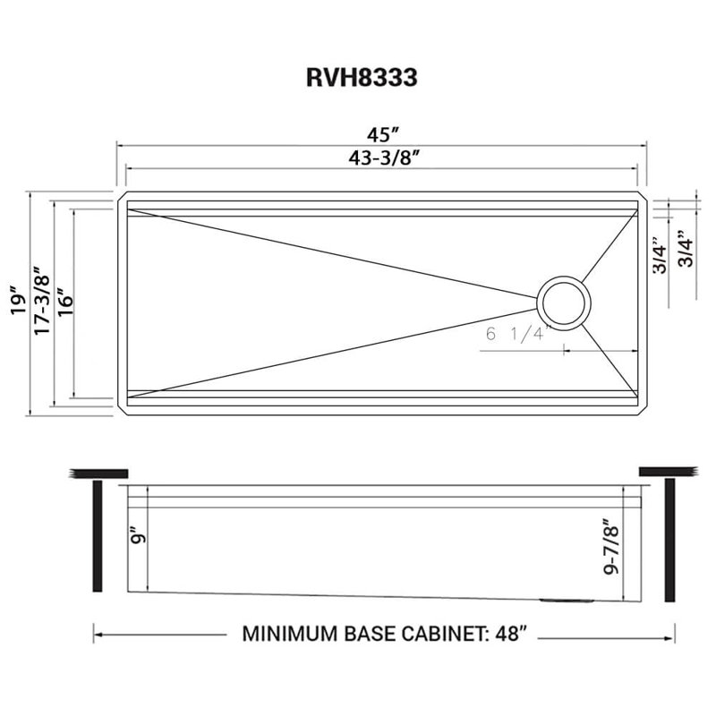 Roma Ledge 45" L x 19" W Undermount Kitchen Sink with Basket Strainer, Brushed Stainless Steel, 1