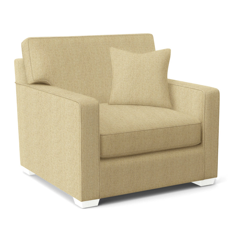 Gramercy Park Upholstered Accent Chair, Beige Sugar Performance, Frost White Finish
