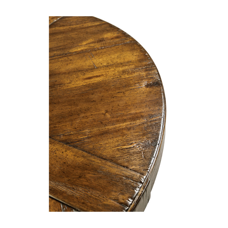 Casually Country Round Walnut Wood Dining Table, Country Farmhouse Walnut,  48" W x 48" L 