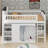 Modern Loft Bed with Storage Cabinet, Wardrobe and LED-765760055