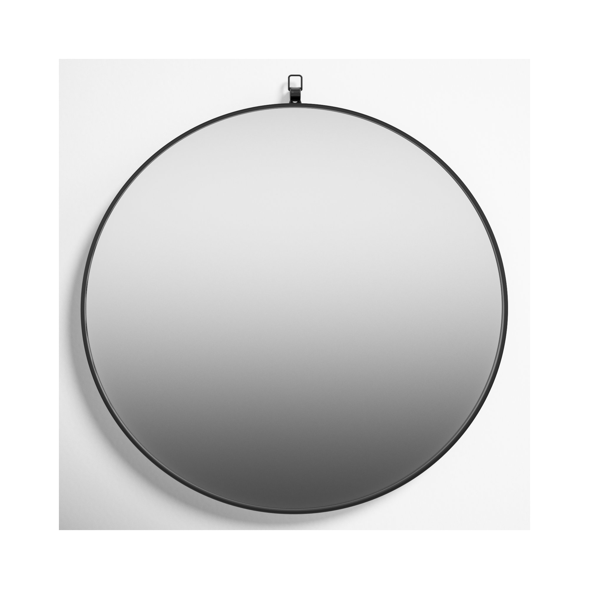 Cassie Metal/Manufactured Wood Round Wall Mirror, Black, 21" x 21"