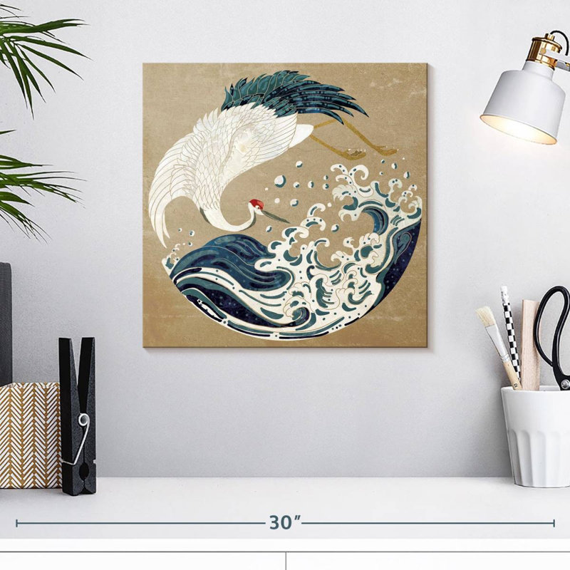 Grue Brampt et vague Yin Yang, H 16 po x l 16 po