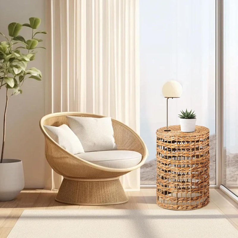 19.6"H Handwoven End Tables Set, 19.6" H x 14.1" W x 14.1" D