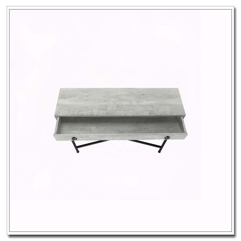 Table d'appoint, console, vestibule, étroit, canapé, tiroir de rangement, salon, chambre à coucher, stratifié gris, métal noir, contemporain, moderne