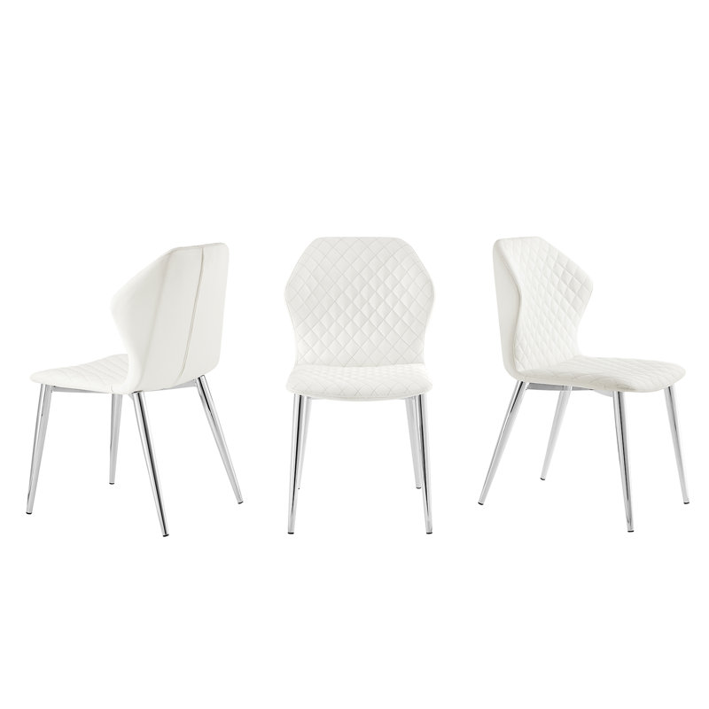 White Faux Leather Upholstered Parsons Side Chair Set