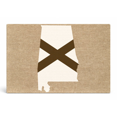 Alabama State Map with Flag - Art mural sur toile paysage