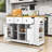 Kitchen Island Cart with Drop Leaf, Power Outlets and Ample Storage on Wheels-1548952849