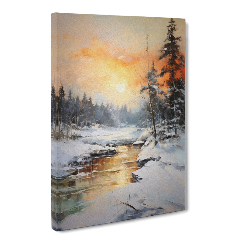 Winter Landscape Action Painting - Wrapped Canvas, 76cm H x 50cm W x 3cm D