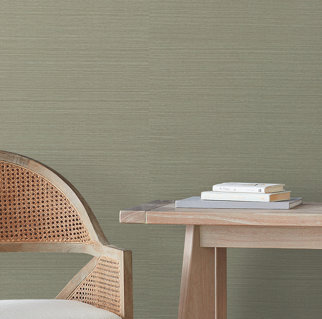 Sisal Grasscloth Self-Adhesive Wallpaper Roll, Green