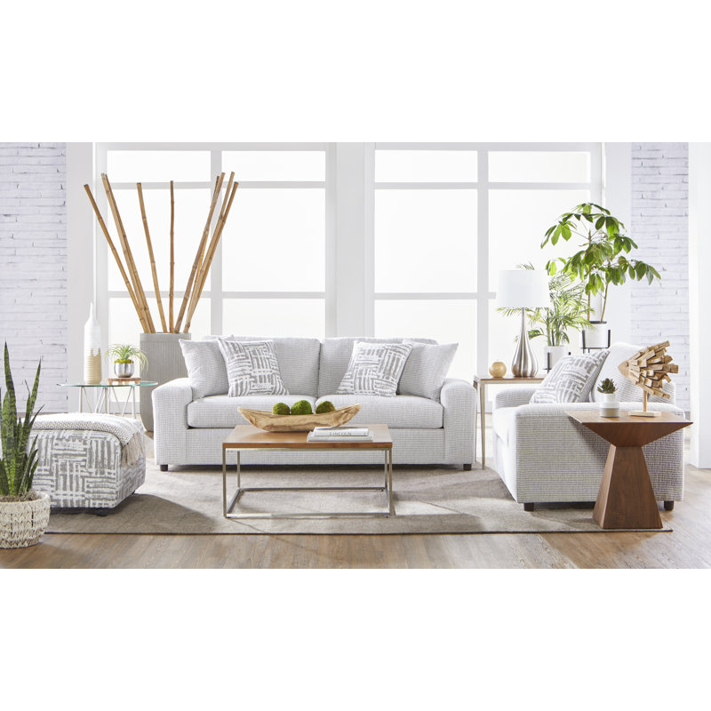 Brooklington Upholstered 85'' Sofa, Light Gray Polyester Blend
