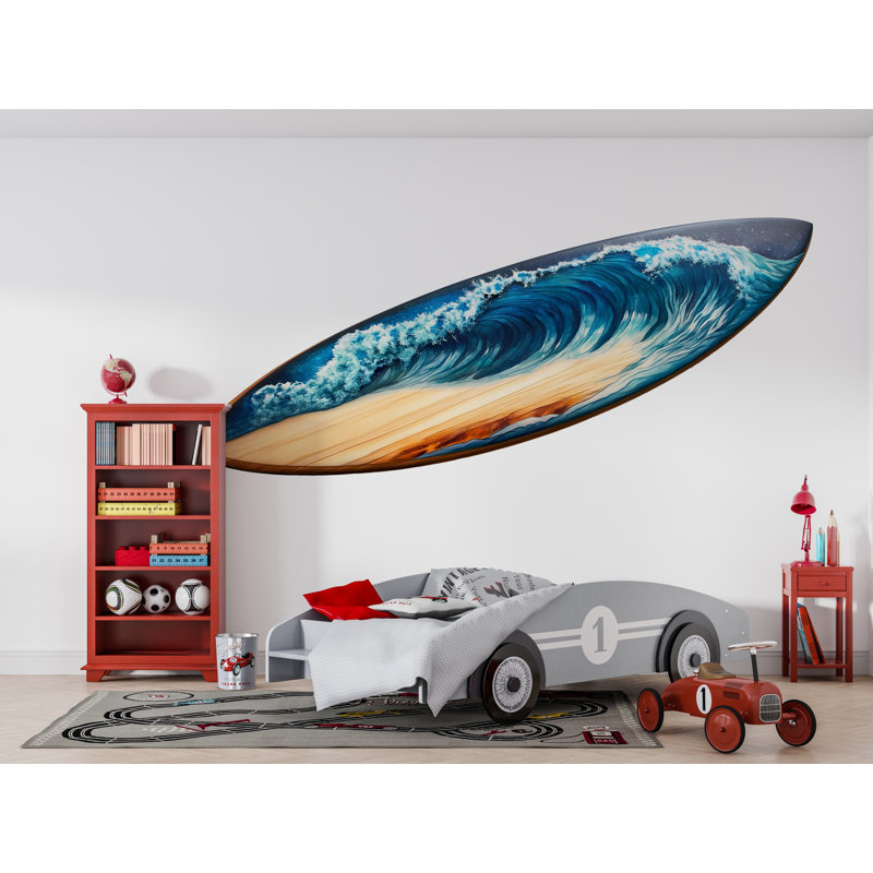 Art mural vague de planche de surf, décor de bord de mer, art côtier 444Mv, H 34 po x l 65 po