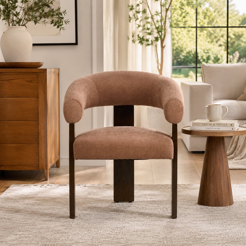 Fauteuil d'appoint moderne en tonneau avec base à 3 pieds, Brun