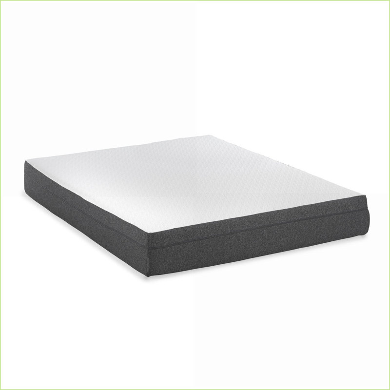 Matelas | Mousse viscoélastique imprégnée de gel de 10 po de longueur moyenne avec support de bord et grille d'aération | Simple | Blanc neige